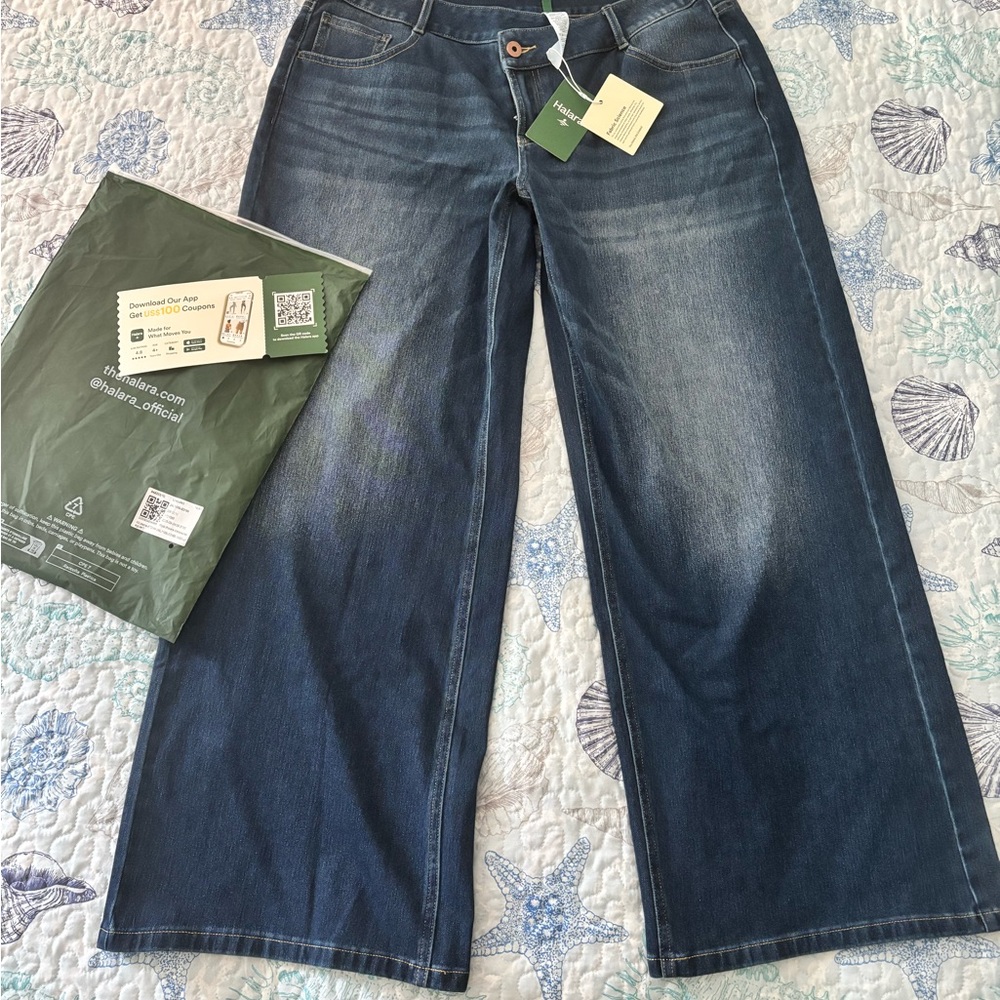 HALARA Dark Blue Flare & Wide Leg Jeans